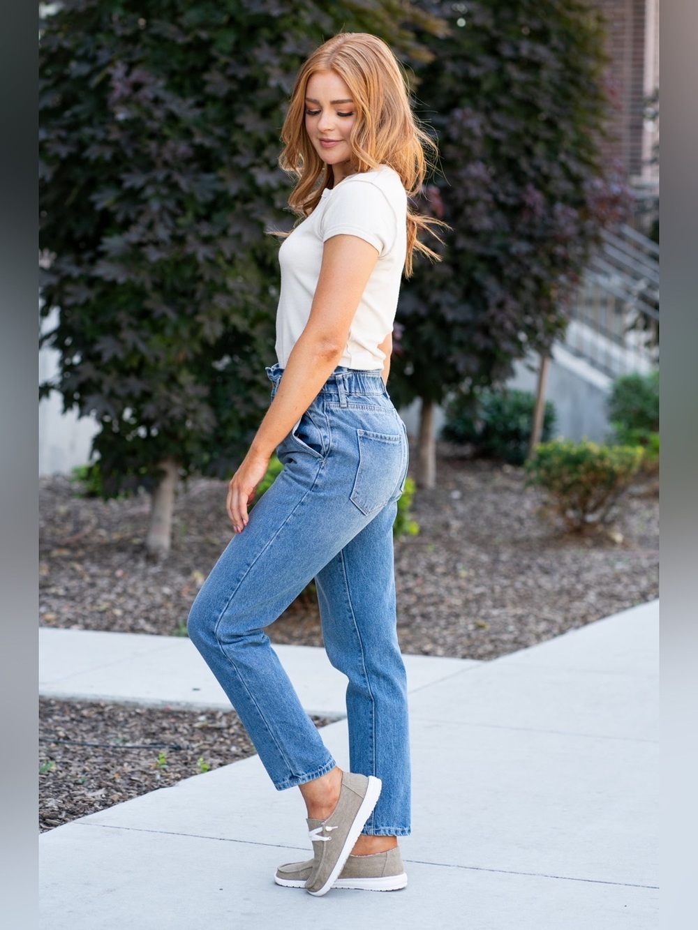 KANCAN Paperbag Boyfriend Jean Ultra High Rise Distressed Blue RX10652 Size 9/28